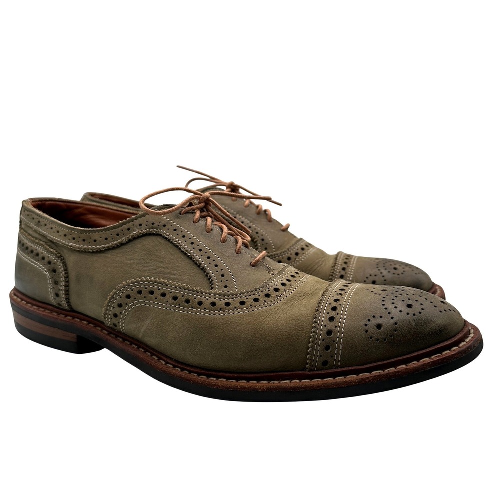 Allen Edmonds Strandmok Olive Gray Leather Cap Toe Oxford Dress Shoes 11.5 - 12